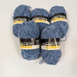 Bernat Danish Petite Yarn Skein Lot of 5 Ice Blue Lot F 70% Polyester 30% Wool